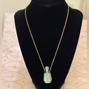 Amazonite gemstone perfume bottle necklace